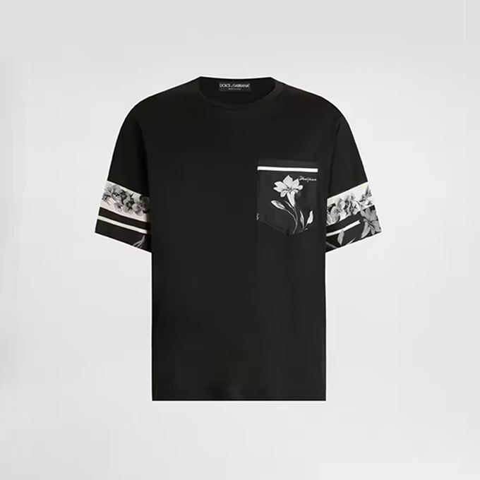 dolce & gabbana silk cotton blend floral print patchwork t shirt